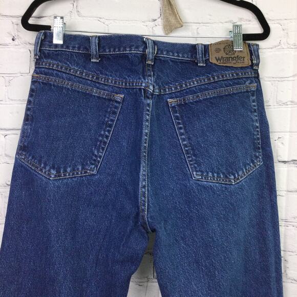 Wrangler Men's Cowboy Medium Wash 5 Pocket Cotton Straight Leg Blue Jeans 34 - Picture 5 of 10